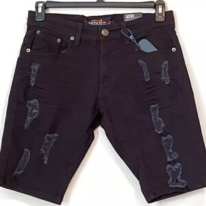 Dark Navy Men Twill Denim Shorts